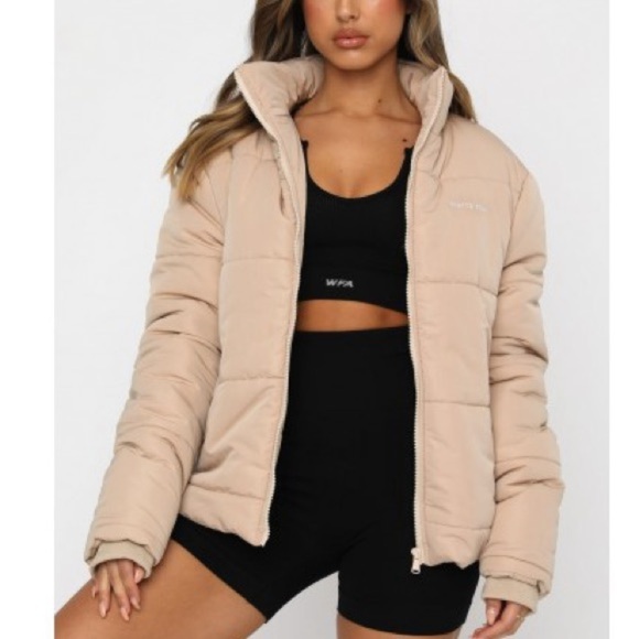 White Fox Not Giving In Puffer Jacket Sand S/M - Picture 5 of 17